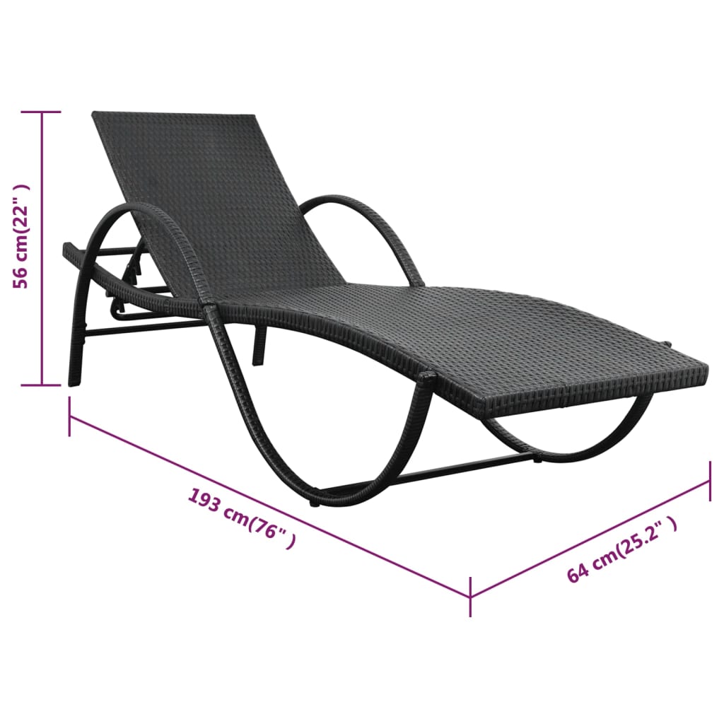 Chaise longue avec coussin en polyrotin