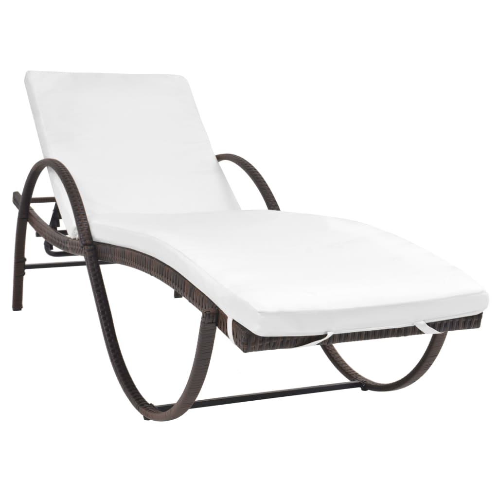 Bain de soleil avec coussin et table en polyrotin