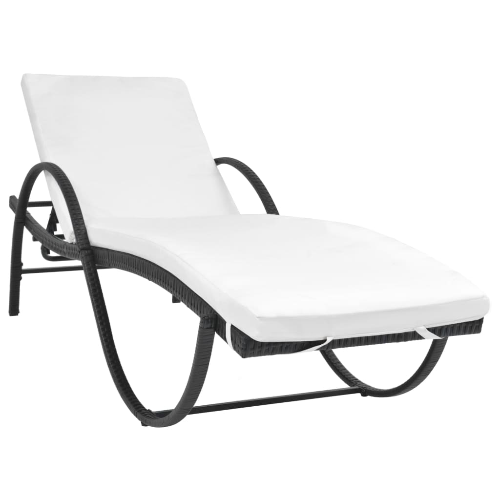 Bain de soleil avec coussin et table en polyrotin