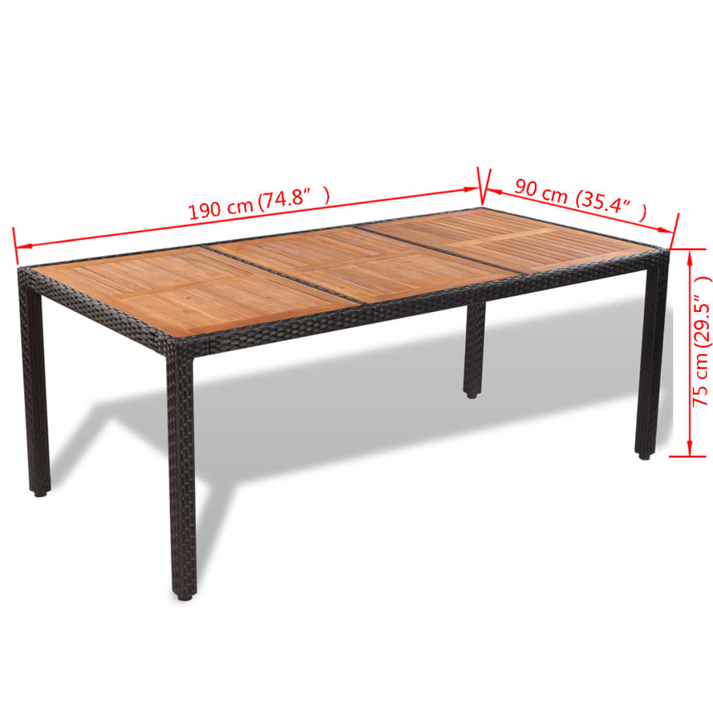 5-delige Tuinset met kussens poly rattan zwart