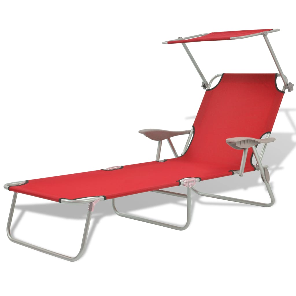 Chaise longue avec auvent en acier