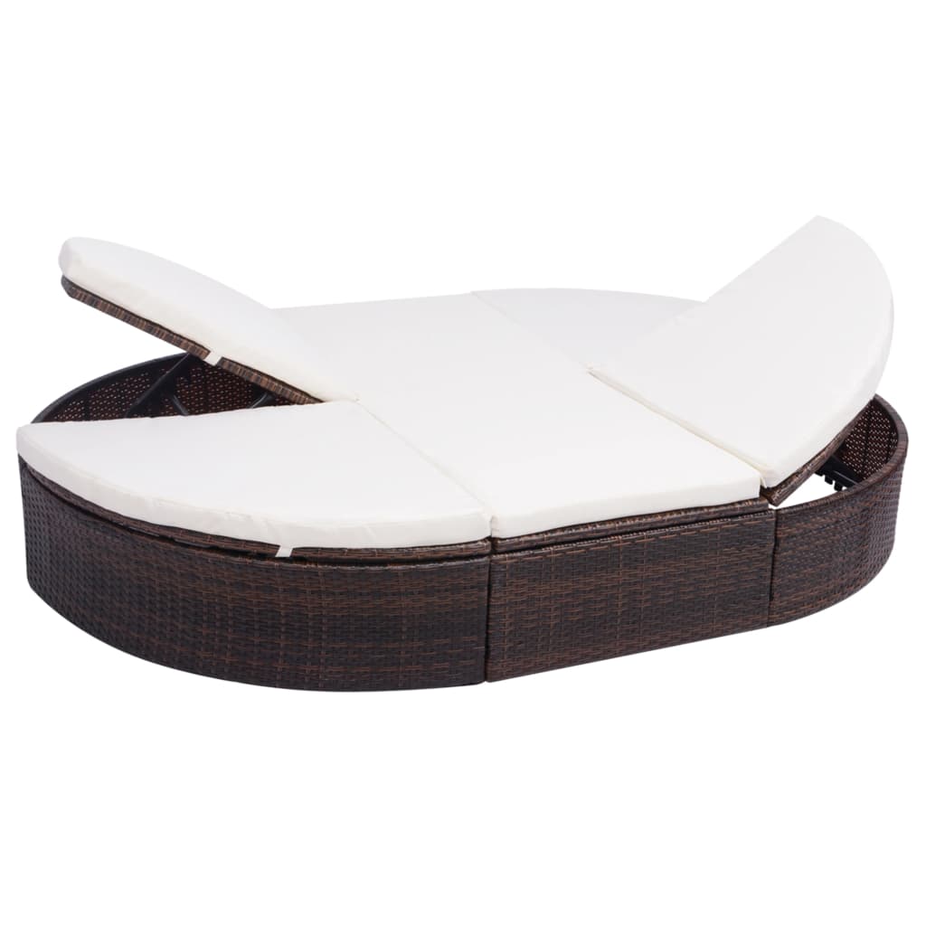 Loungebed met kussen poly rattan