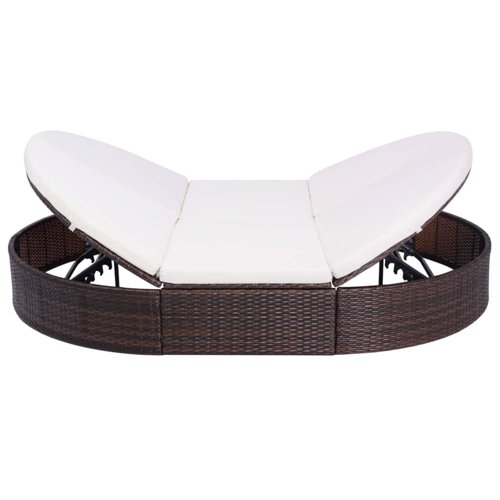 Loungebed met kussen poly rattan