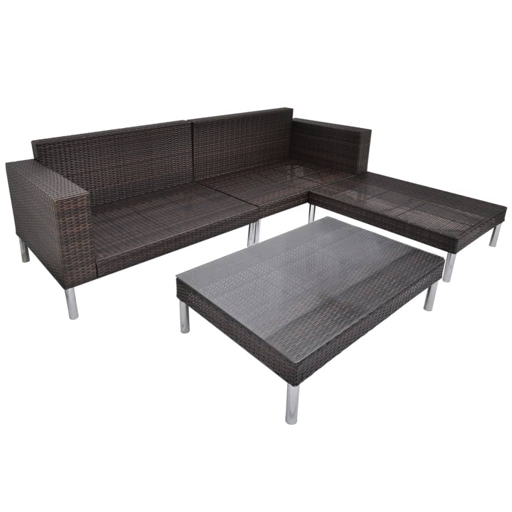 4-delige Loungeset met kussens poly rattan