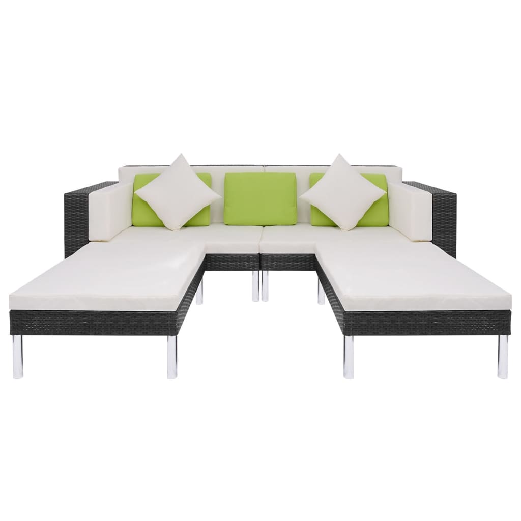 4-delige Loungeset met kussens poly rattan