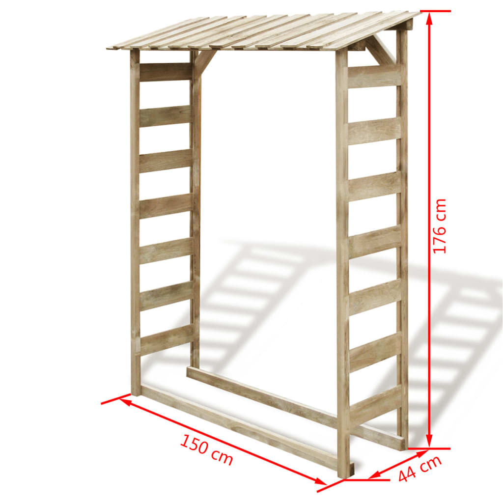 Rangement pour bois de chauffage double 300x44x176 cm bois de pin imprégné