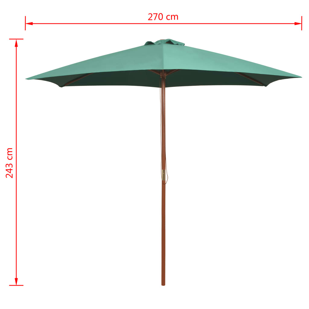 Parasol met houten paal 270 cm