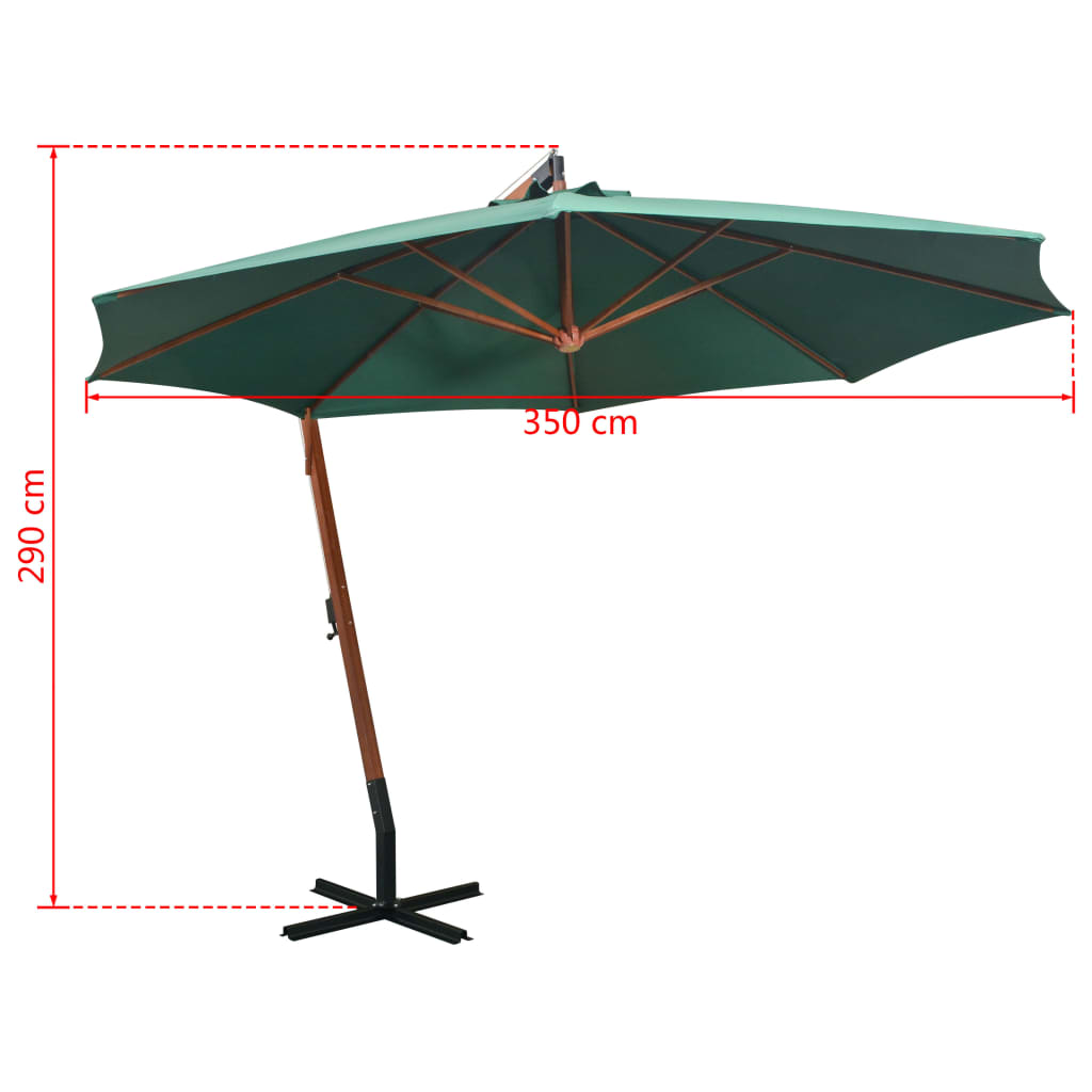 Parasol flottant avec poteau 3x3 m en bois de pin massif