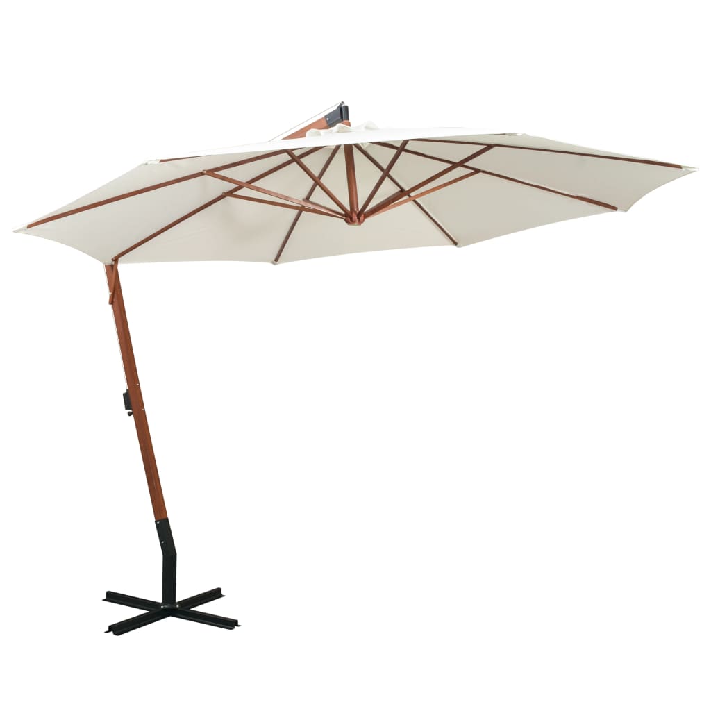 Parasol flottant avec poteau 3x3 m en bois de pin massif