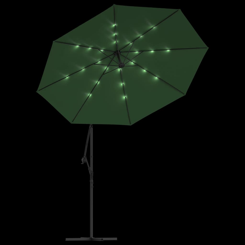 Zweefparasol met LED-verlichting en stalen paal 300 cm