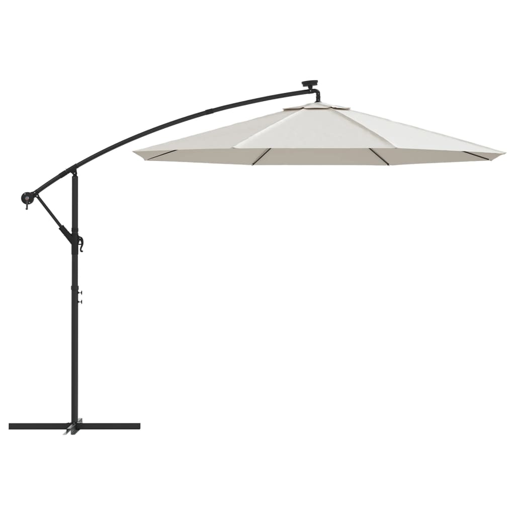 Zweefparasol met LED-verlichting en stalen paal 300 cm