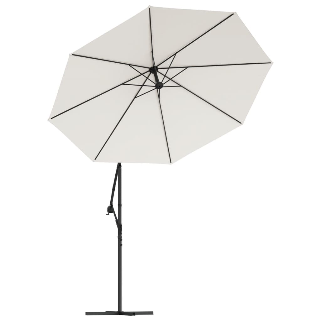 Zweefparasol met LED-verlichting en stalen paal 300 cm