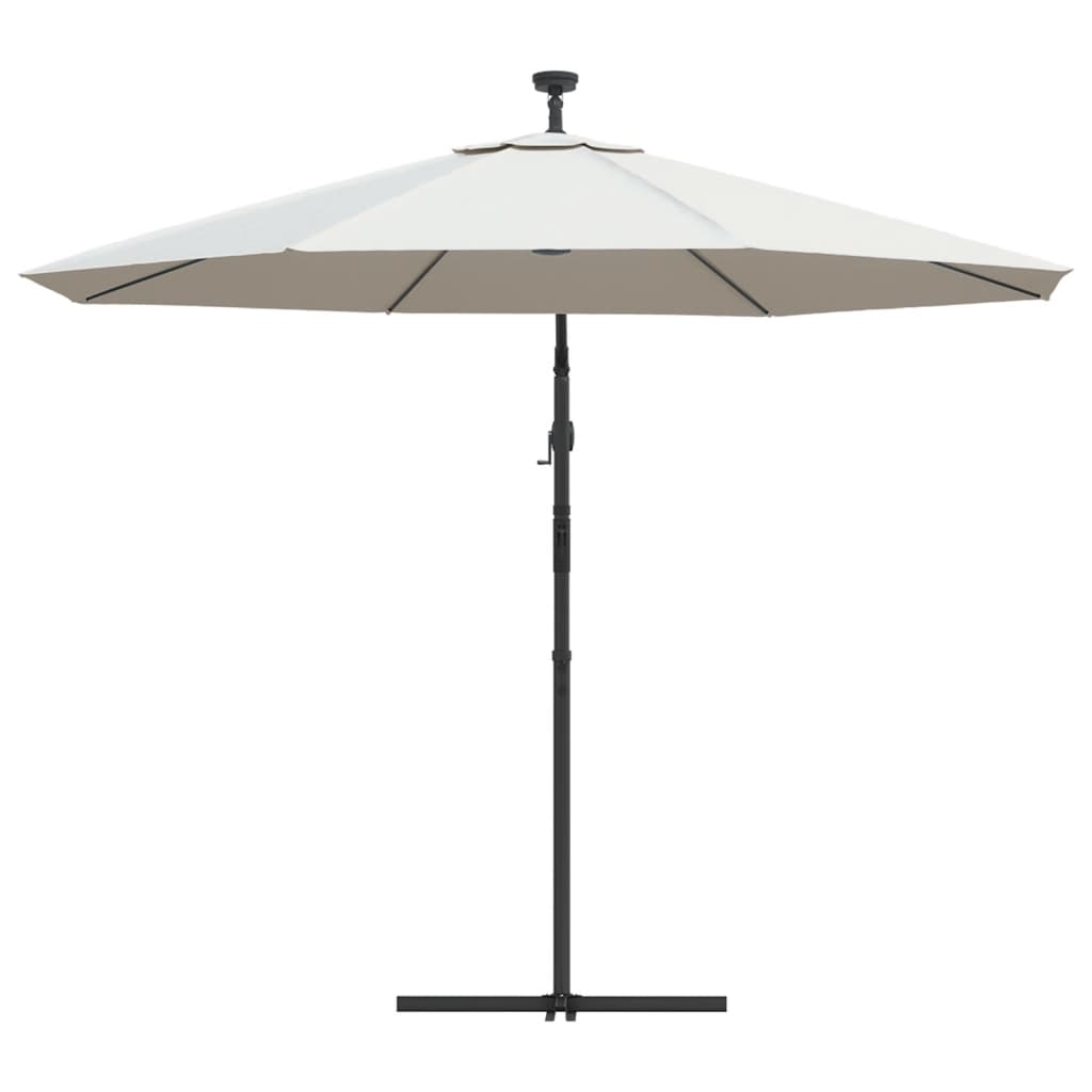 Parasol flottant avec éclairage LED et mât en acier rouge vin