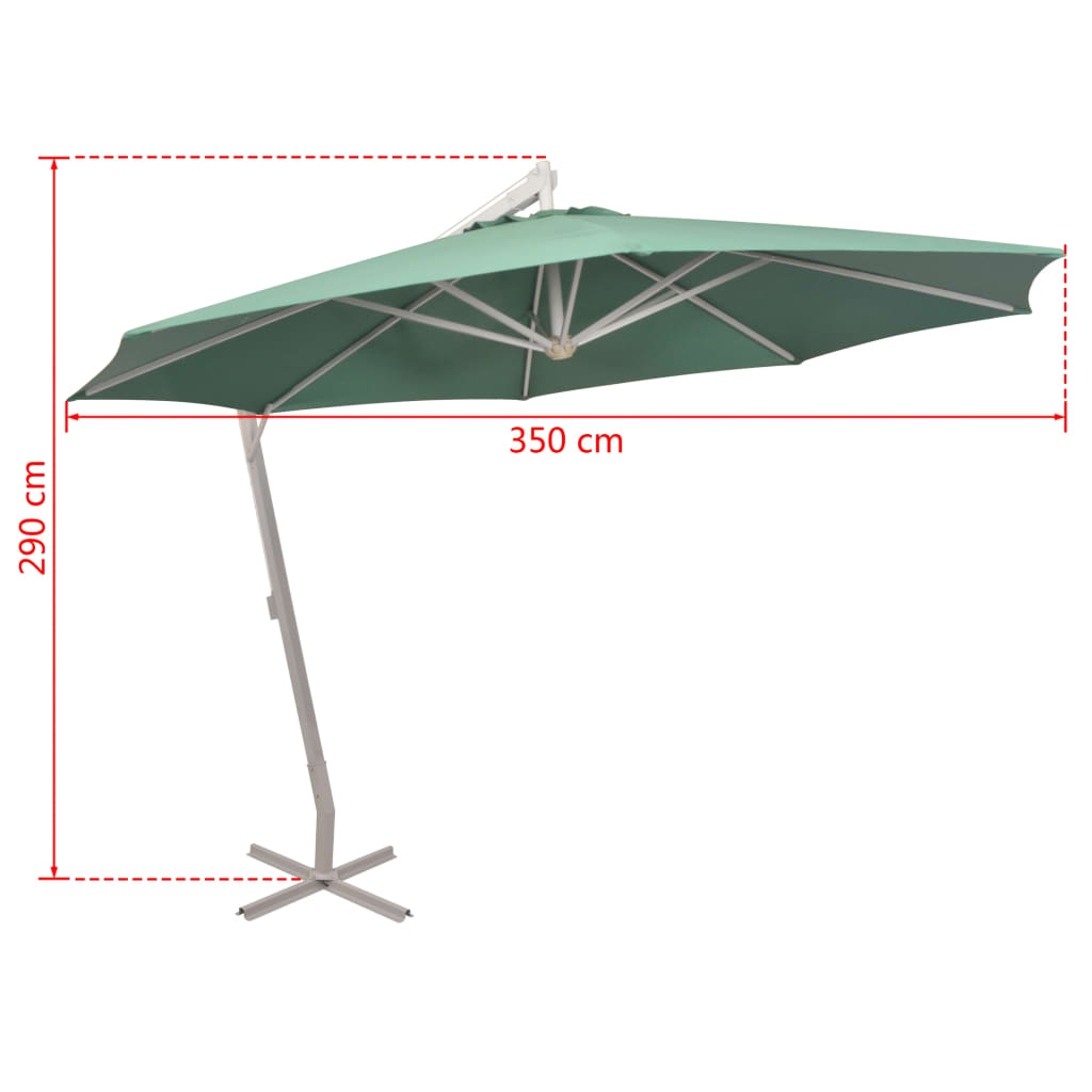 Parasol flottant avec mât en aluminium 350 cm vert