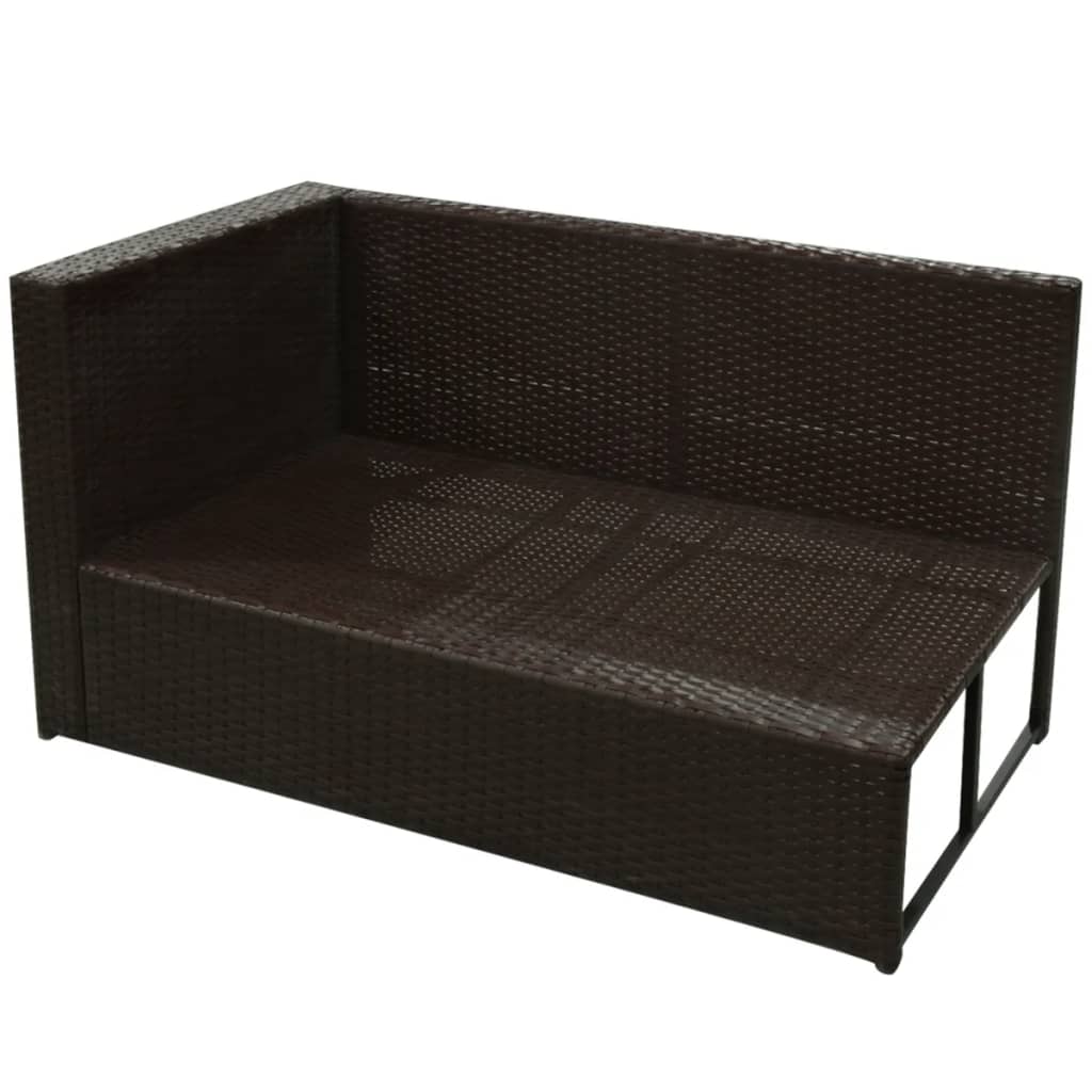 8-delige Loungeset met kussens poly rattan bruin