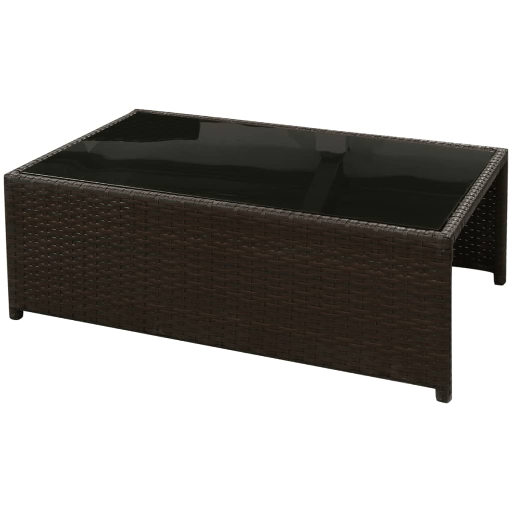 8-delige Loungeset met kussens poly rattan bruin