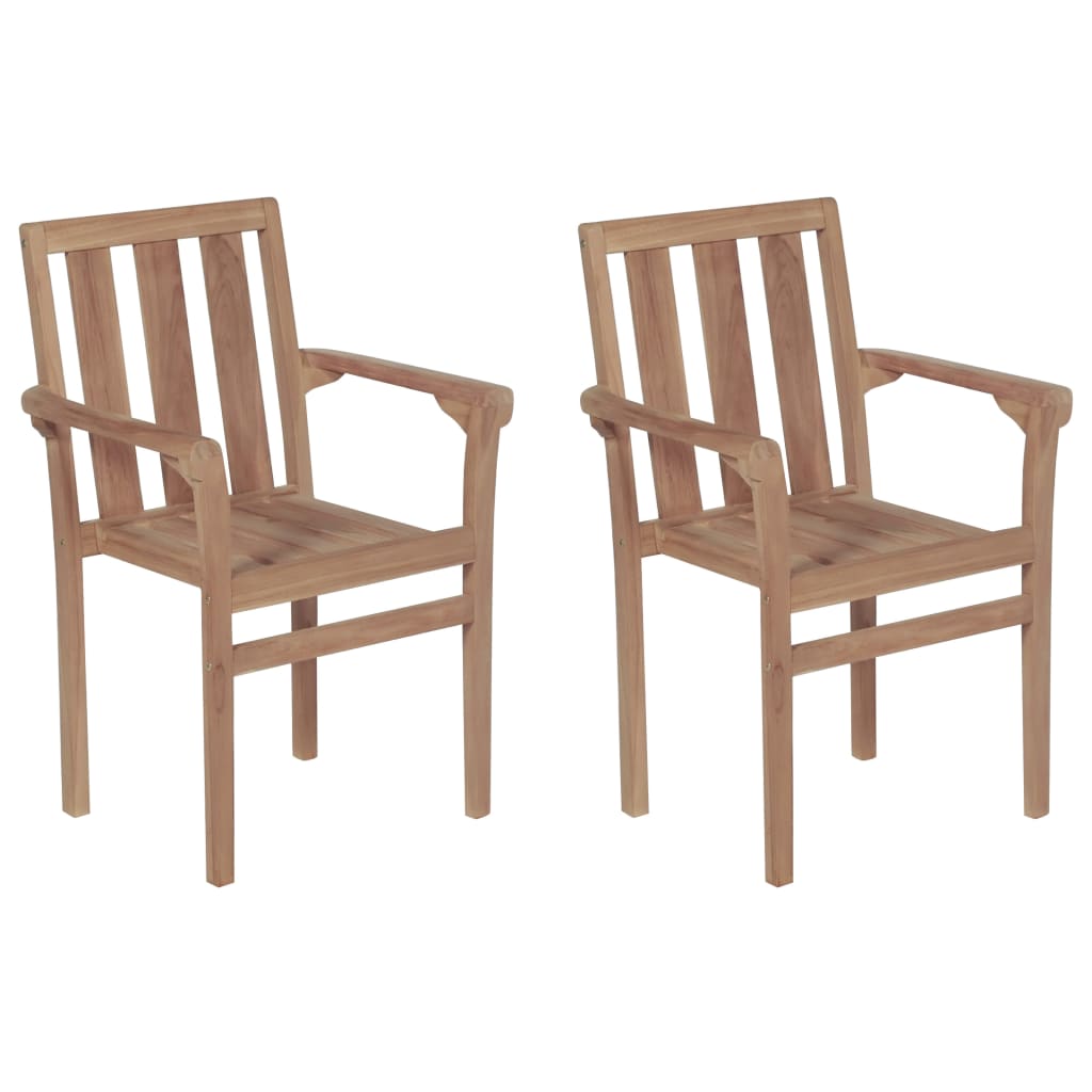 Chaises de jardin 6 pcs empilables en bois de teck massif