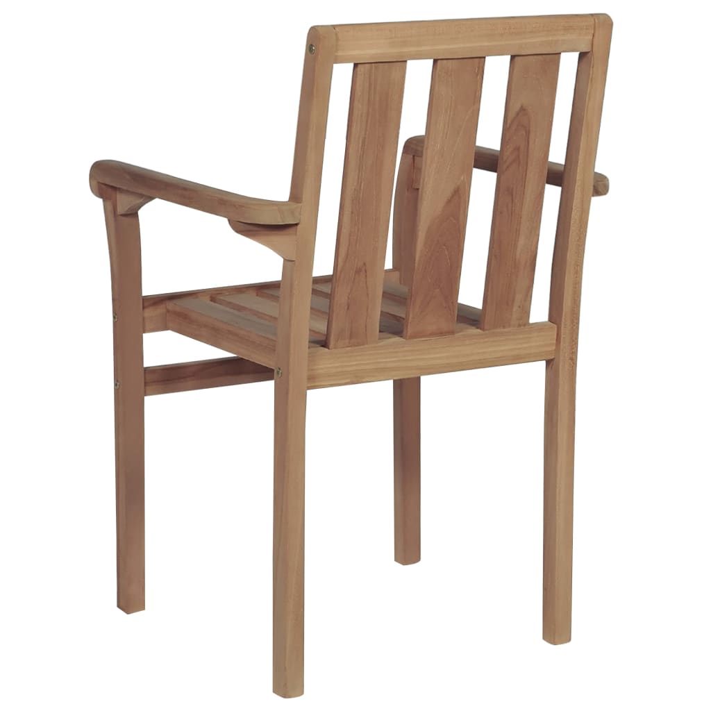 Chaises de jardin 6 pcs empilables en bois de teck massif