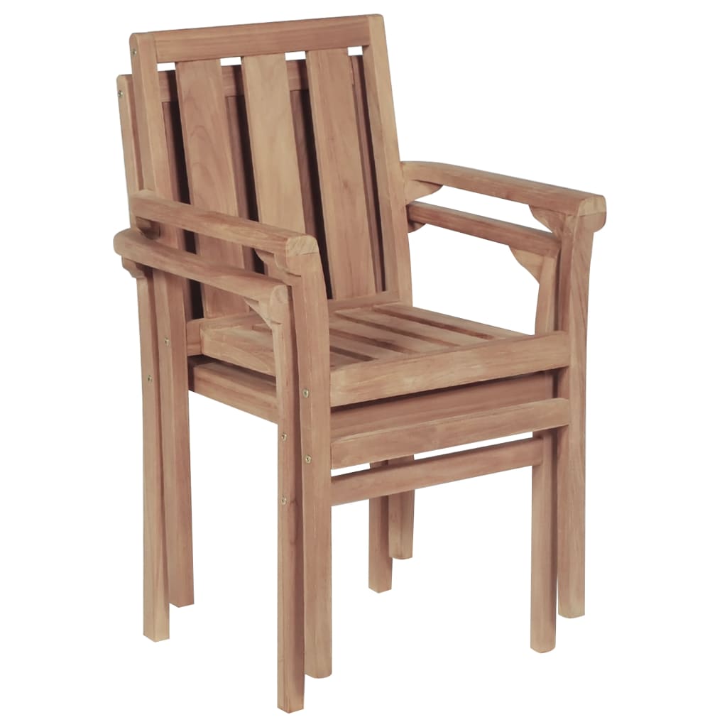 Chaises de jardin 6 pcs empilables en bois de teck massif