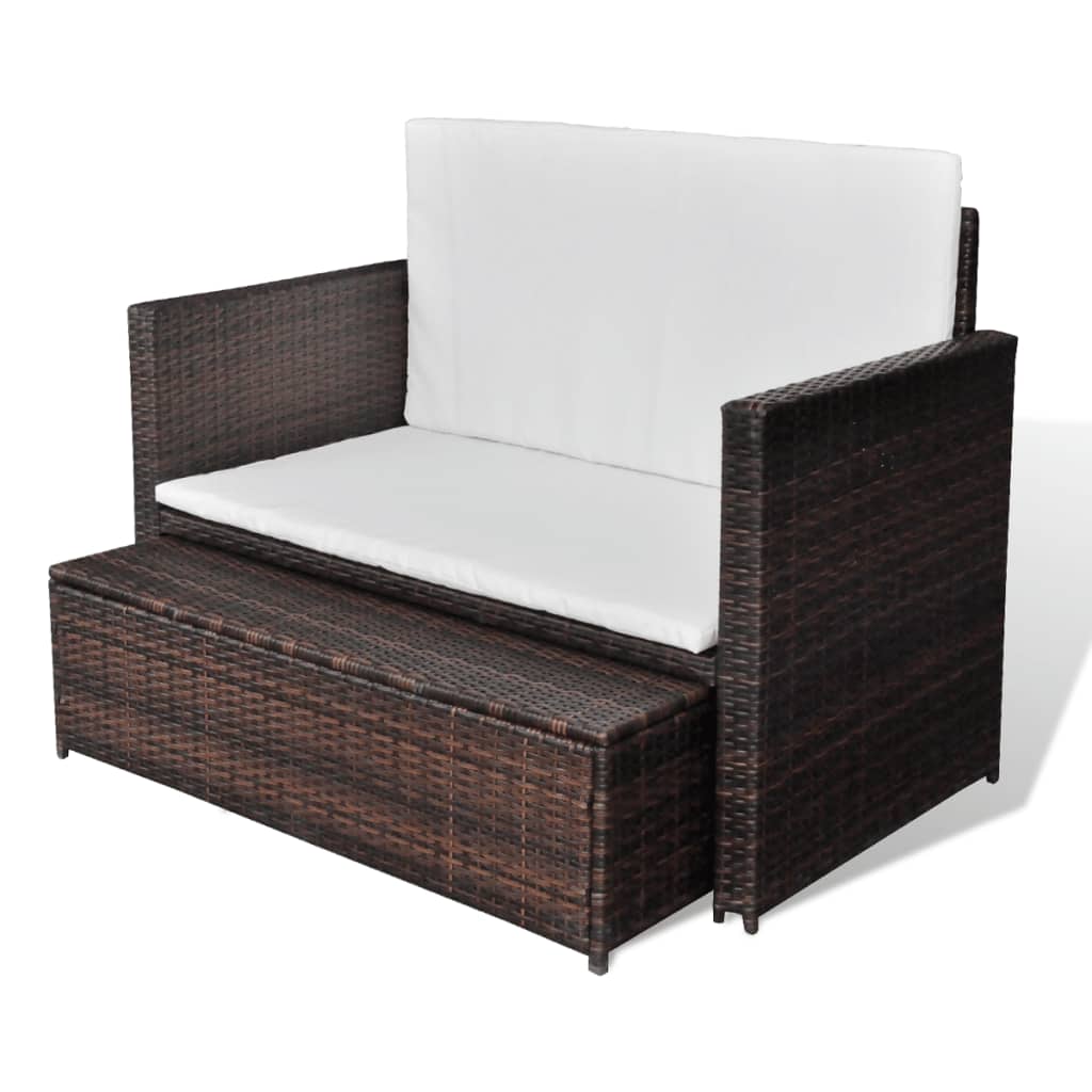 2-delige Loungeset met kussens poly rattan