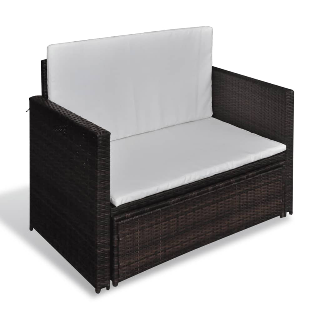 2-delige Loungeset met kussens poly rattan