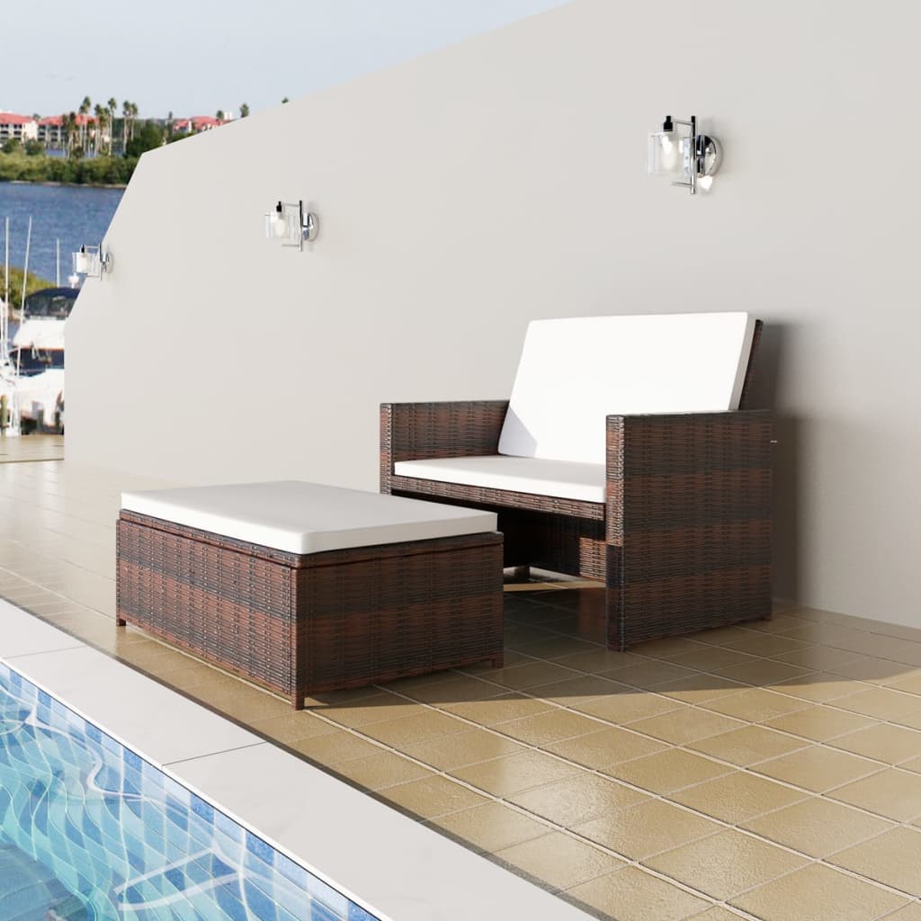 2-delige Loungeset met kussens poly rattan