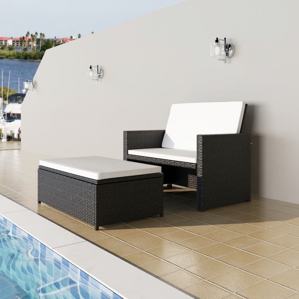 2-delige Loungeset met kussens poly rattan