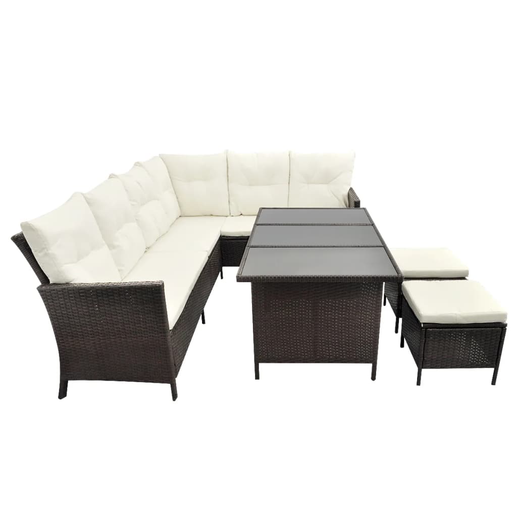 4-delige Loungeset met kussens poly rattan