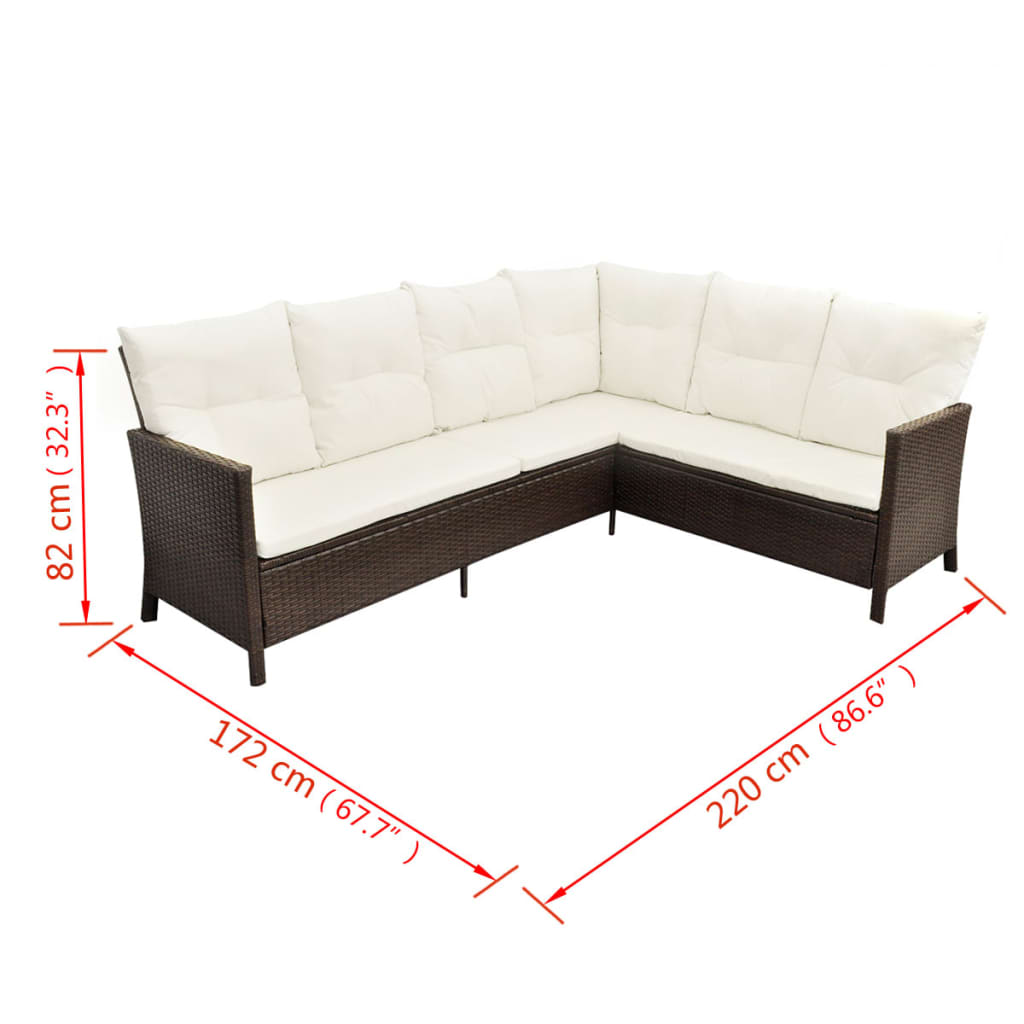 4-delige Loungeset met kussens poly rattan