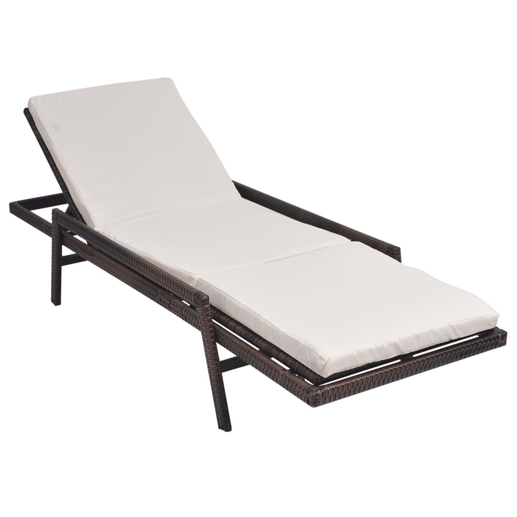 Chaise longue avec coussin en polyrotin