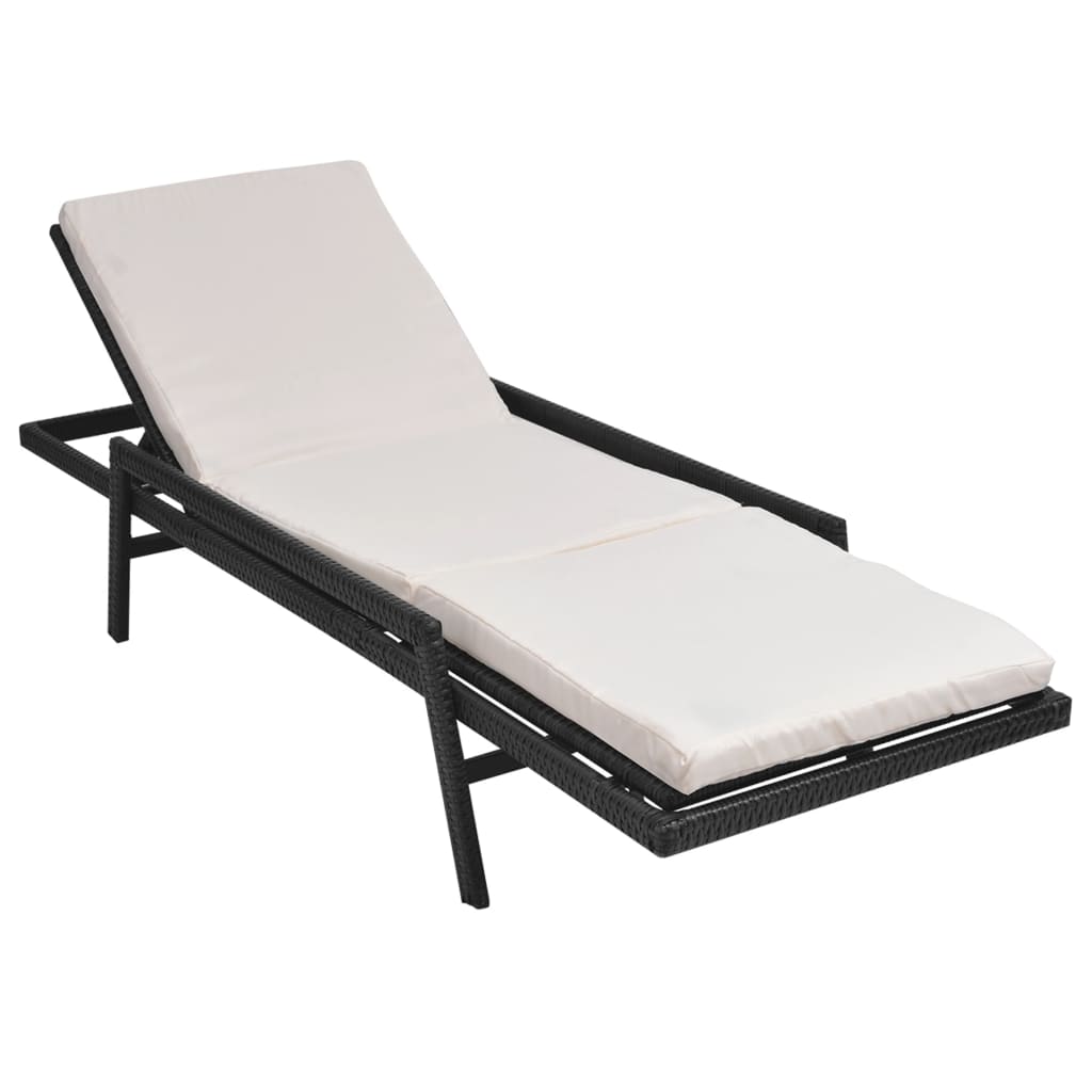 Chaise longue avec coussin en polyrotin