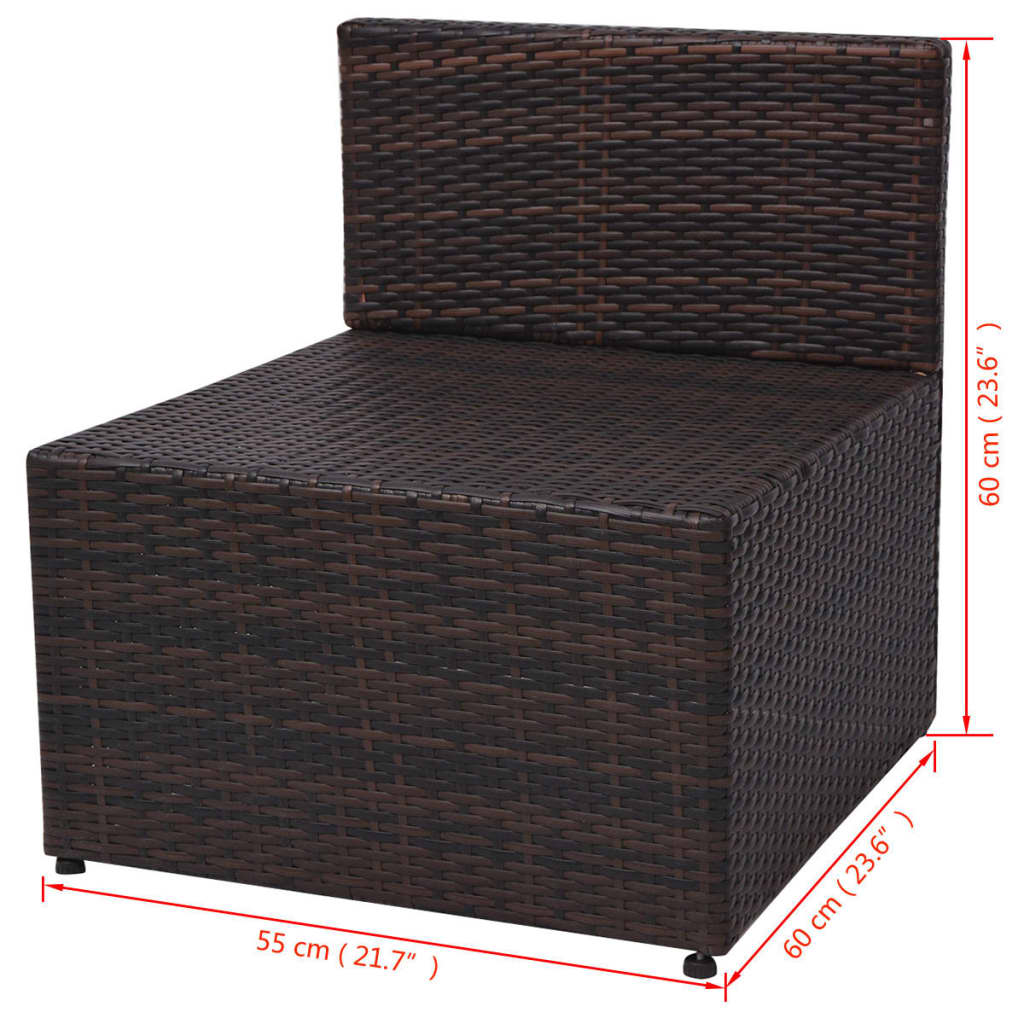 5-delige Loungeset met kussens poly rattan