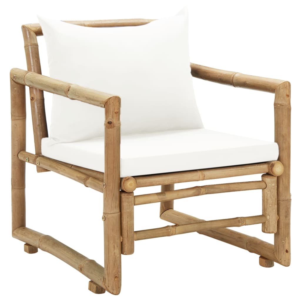 Chaises de jardin avec coussins 2 pcs bambou