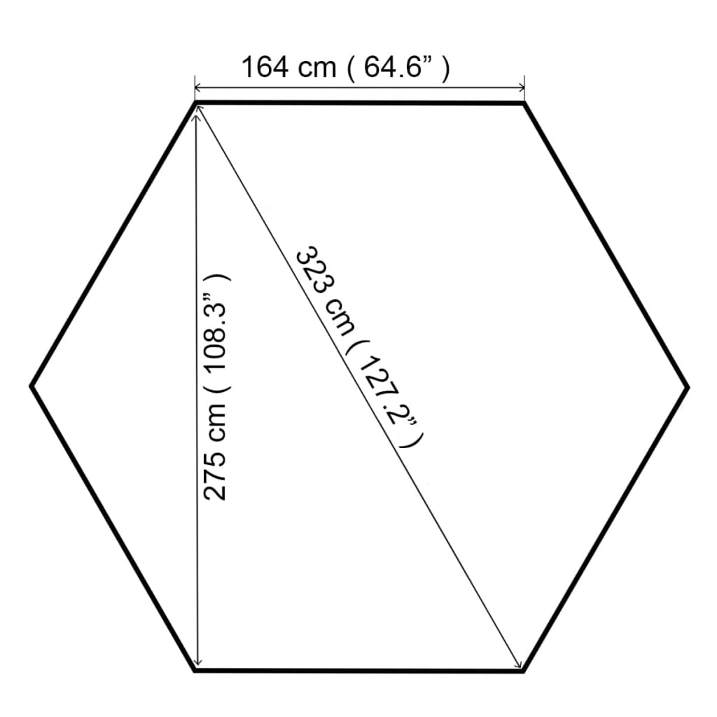 Tonnelle de jardin 323x265 cm hexagonale