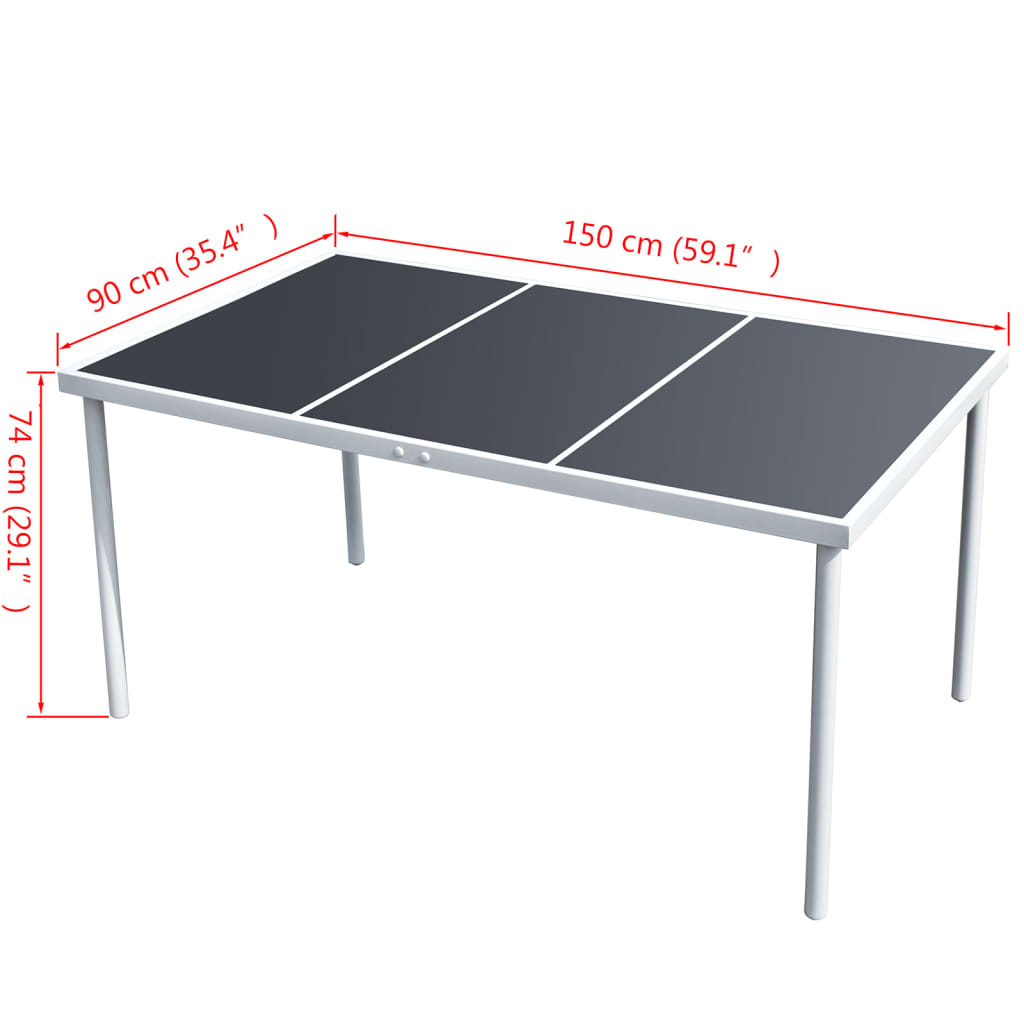 Table de jardin 190x90x74 cm acier noir