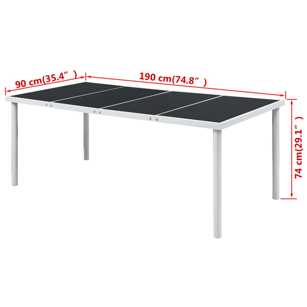 Table de jardin 190x90x74 cm acier noir