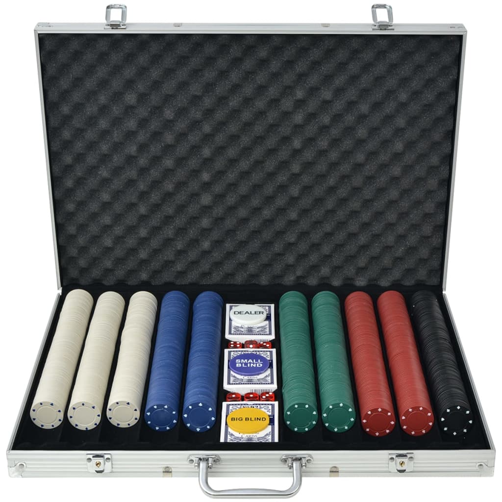 Set de poker avec 1000 jetons en aluminium