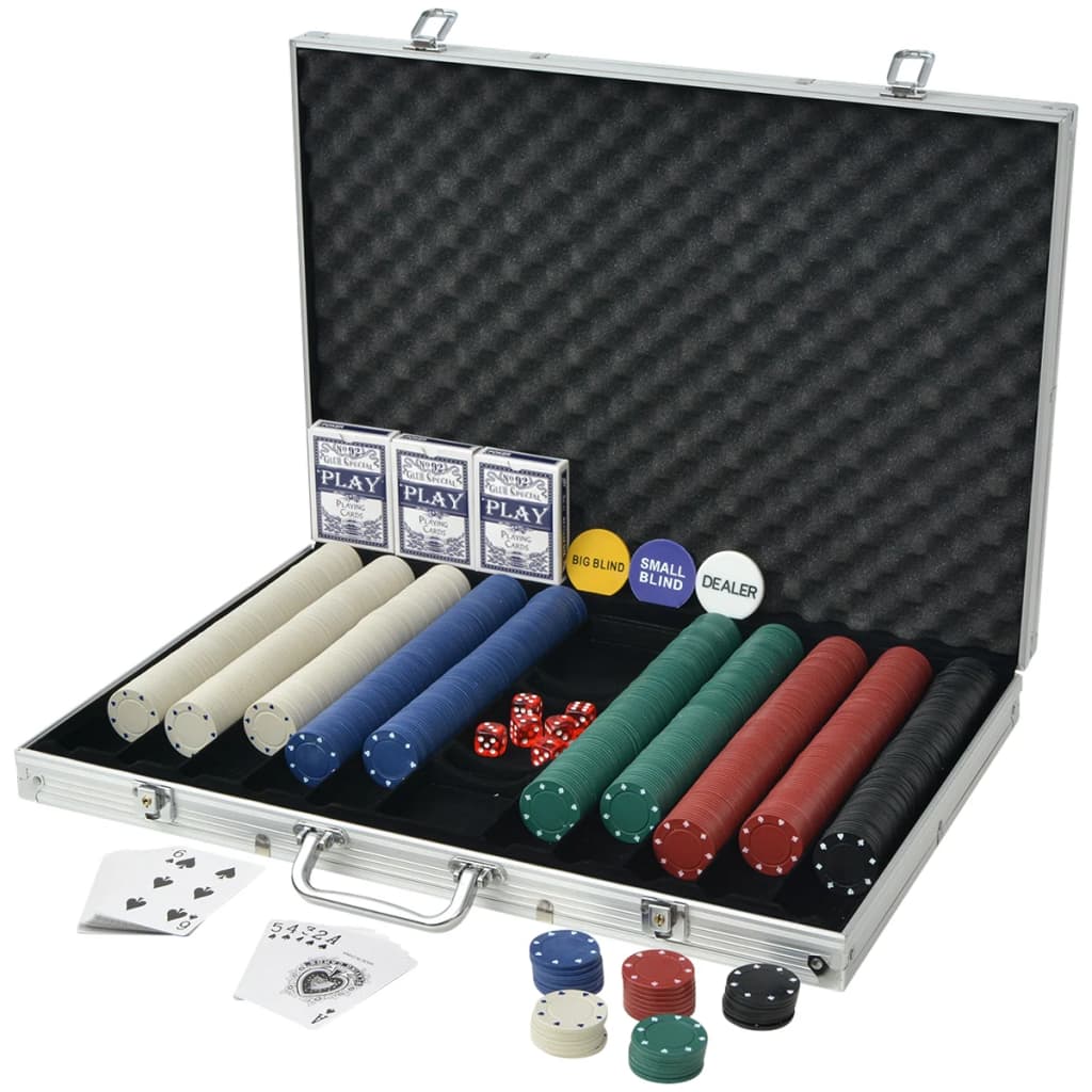 Set de poker avec 1000 jetons en aluminium