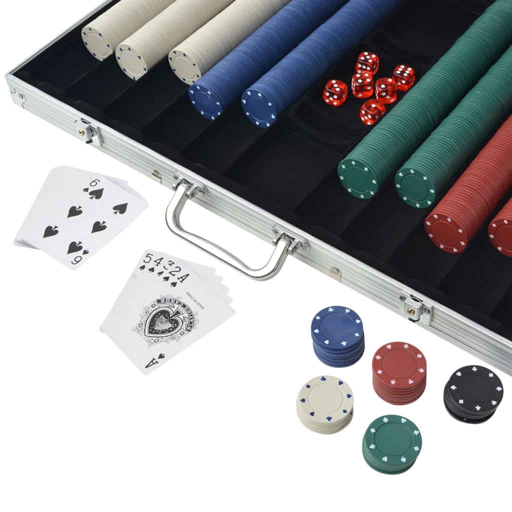 Set de poker avec 1000 jetons en aluminium