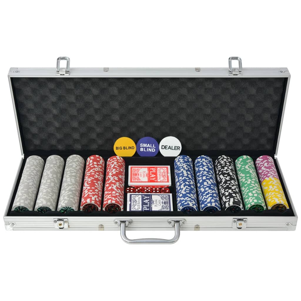 Set de poker avec 500 jetons en aluminium