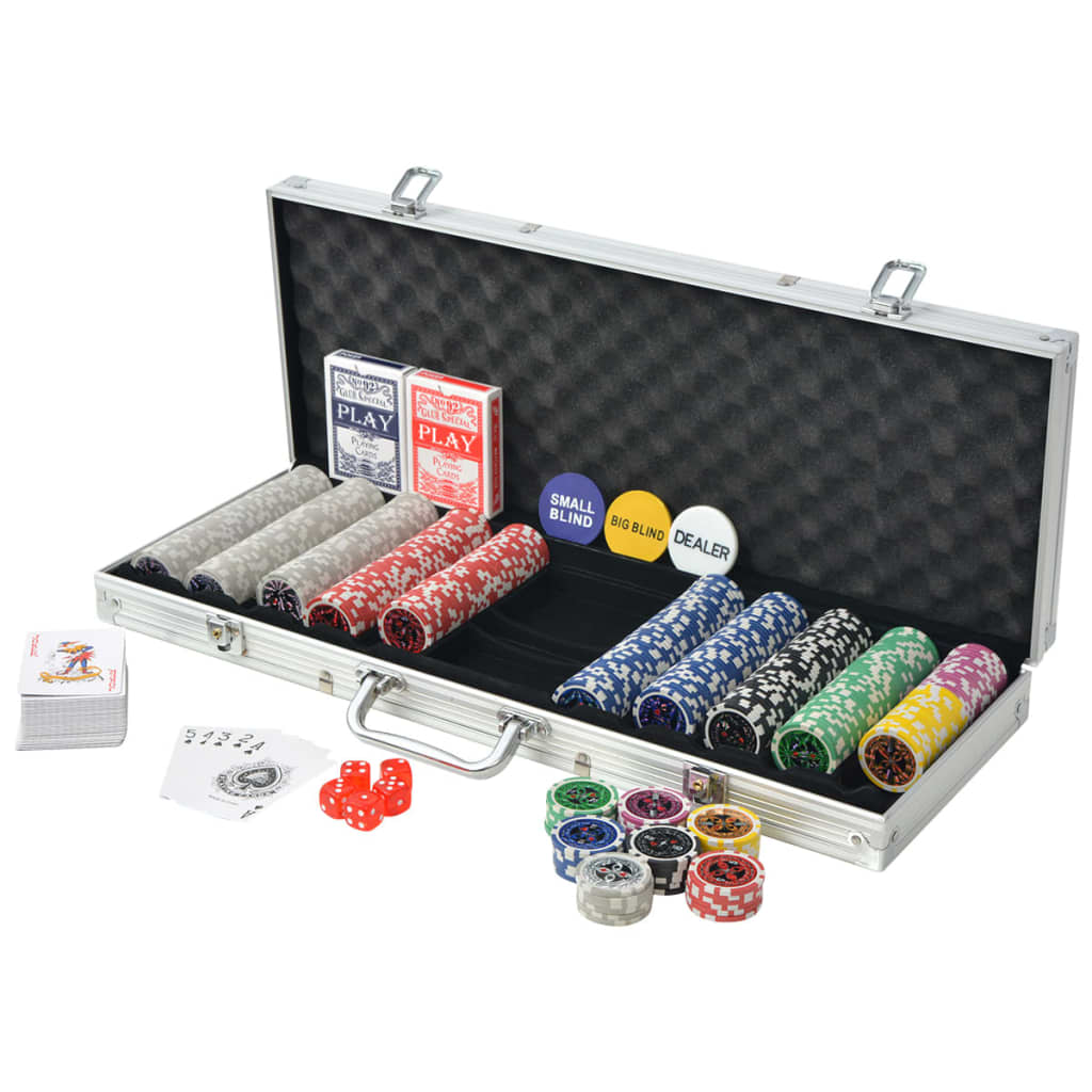 Set de poker avec 500 jetons en aluminium