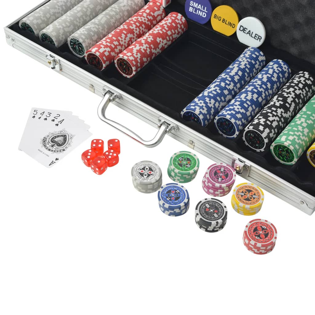 Set de poker avec 500 jetons en aluminium