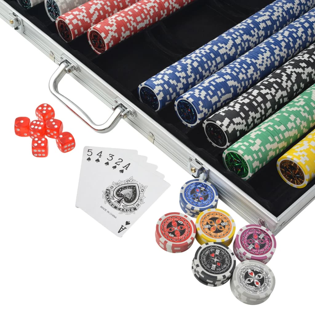 Set de poker avec 500 jetons en aluminium