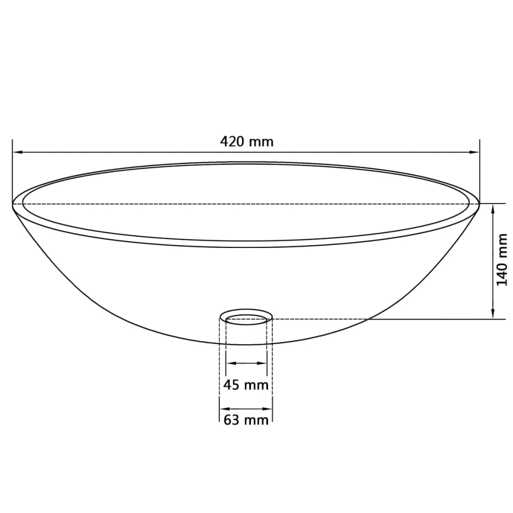 Wasbak gehard glas 42 cm transparant