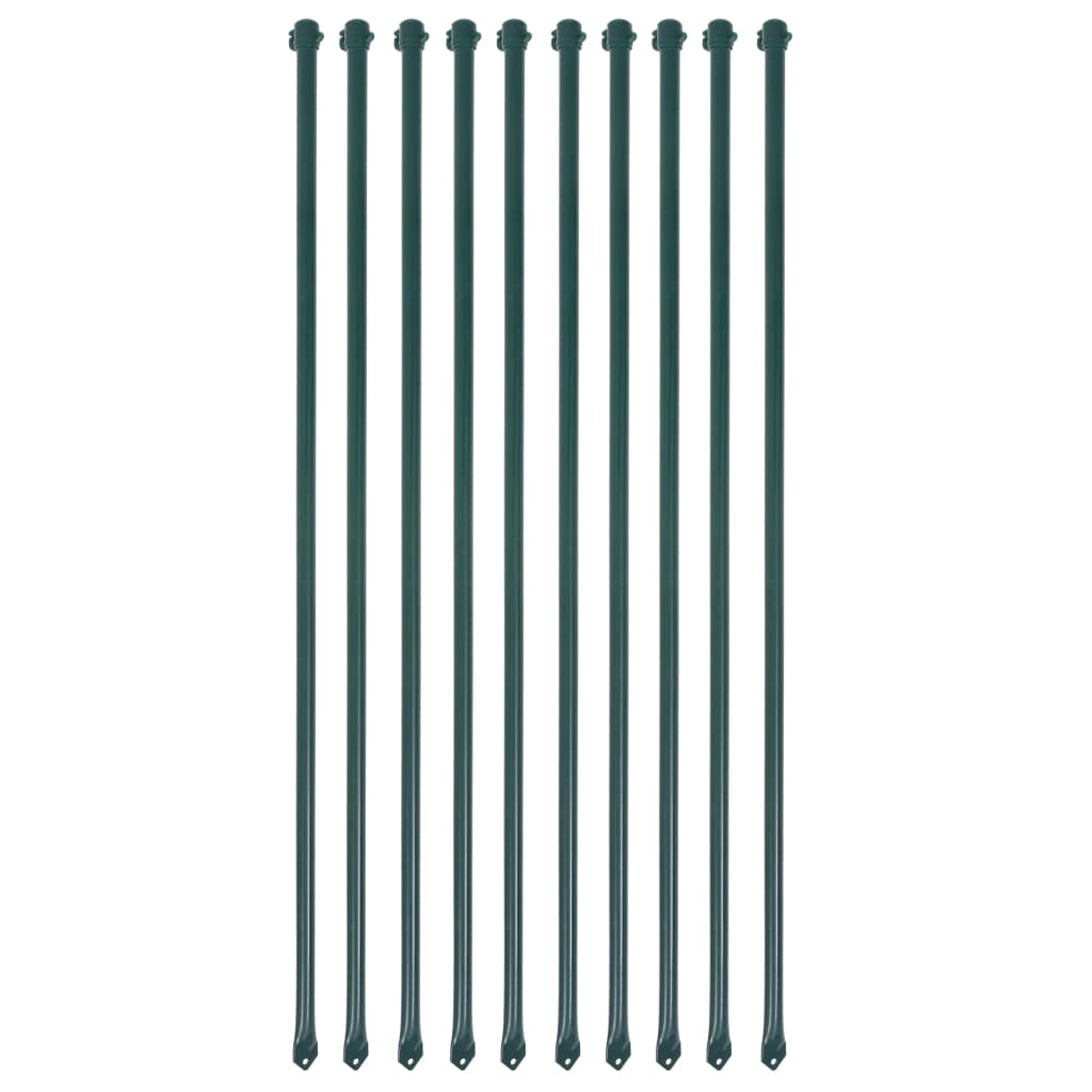 Poteaux de jardin 1,5 m métal vert 10 pcs