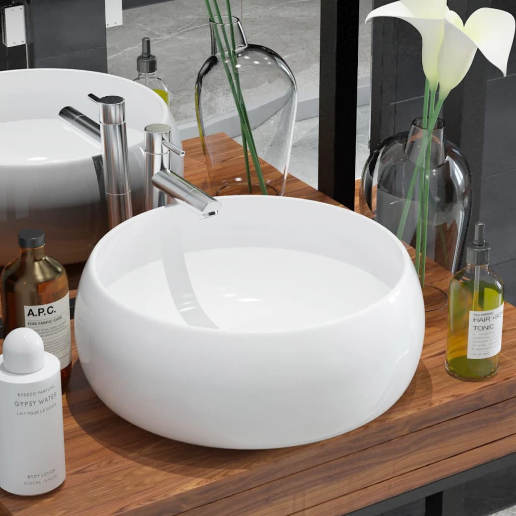 Lavabo rond 40x15 cm en céramique