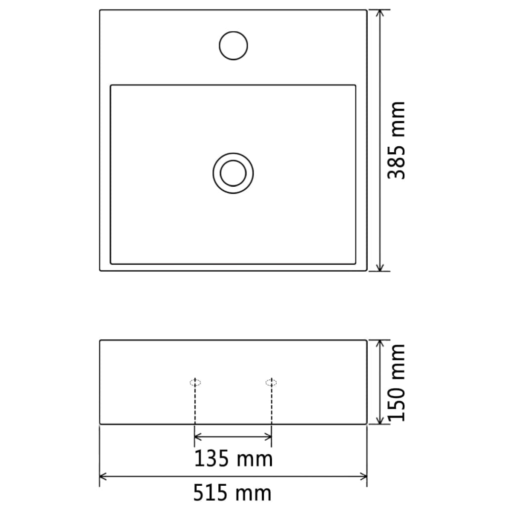 Wastafel met kraangat wit 76x42,5x14,5 cm kermiek