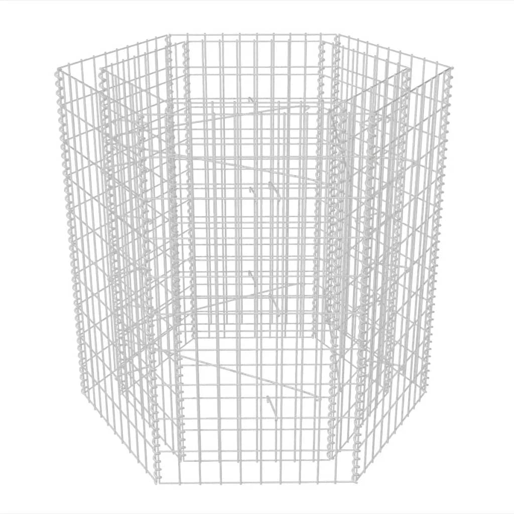 Jardinière gabion surélevée hexagonale 100x90x100 cm