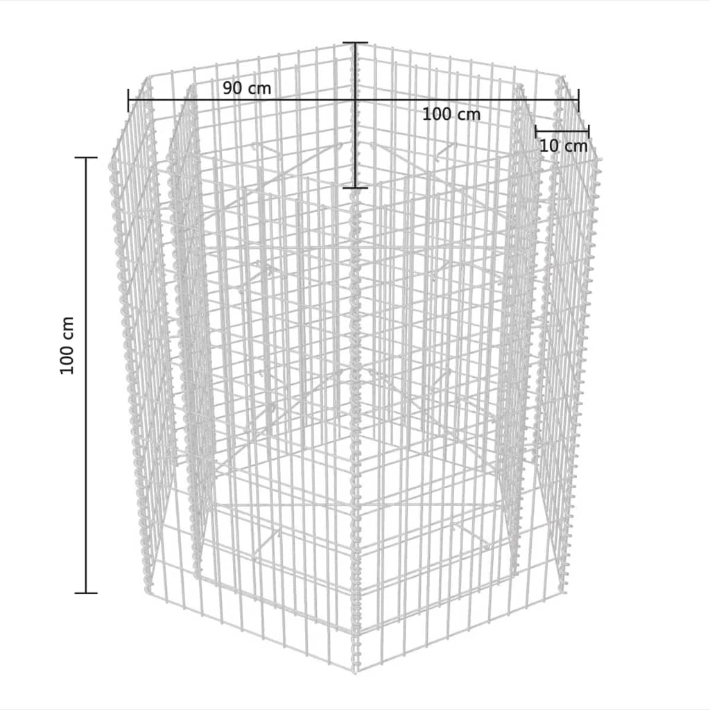 Gabion plantenbak verhoogd zeshoekig 100x90x100 cm