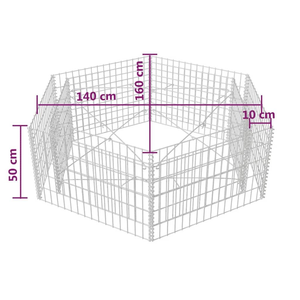 Gabion plantenbak verhoogd zeshoekig 100x90x100 cm